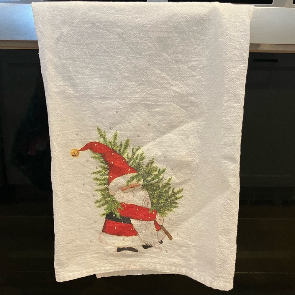 Mary Lake Thompson Santa Christmas Tree Gnome dish towel